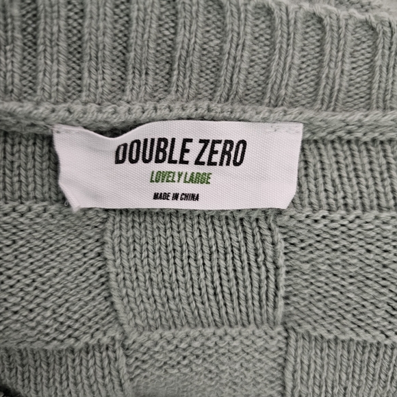 Double Zero Sage Basketweave Cropped Oversized Crewneck Sweater Size Large - Picture 6 of 7